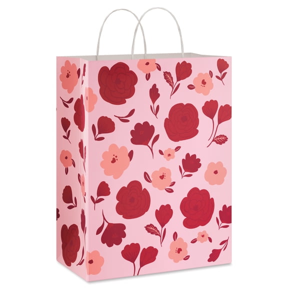 American Greetings 13 in. Large Valentine's Day Gift Bag, Floral Pink Design (1-Count)