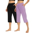 thumbnail image 1 of FNFYFH Pantalon Capri 2 Pcs pour Femmes Taille Haute Extensible Pantalon Capri de Golf Pantalon Décontracté de Yoga et Détente avec Poches, 1 of 10