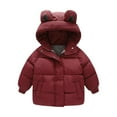 thumbnail image 2 of Mercatoo Toddler Baby Girls Winter Warm Solid Coats Ears Hooded Padded Jacket Outwear Kids Girls Winter Down Jackets Coat, 2 of 6
