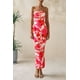 thumbnail image 3 of Vestido largo PRETTYGARDEN 2025 para mujer, estampado floral, ajustado, blanco y rosa, 3 of 9
