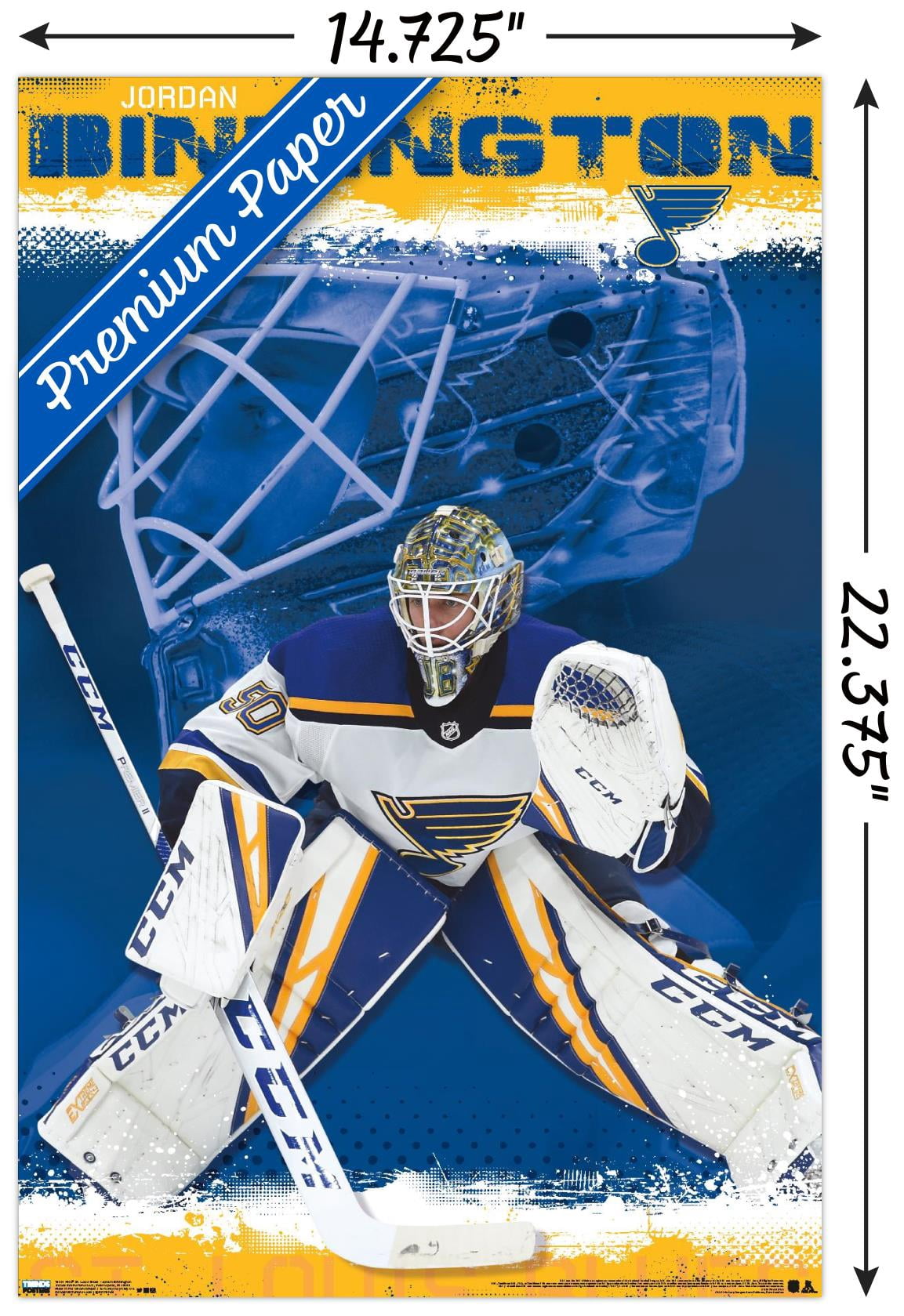 NHL St. Louis Blues - Jordan Binnington 19 Wall Poster, 14.725" x 22.375"