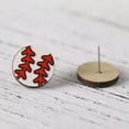 thumbnail image 5 of Cut Wood Round Heart Baseball Bat Gloves Stud Earrings Sports Jewelry Gifts New, 5 of 9