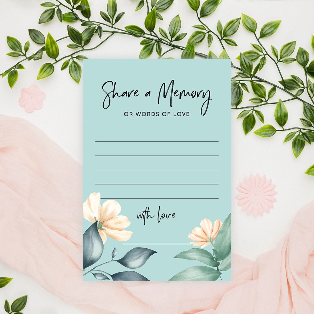 Koyal Wholesale Share a Memory Cards, Watercolor Flowers Cards for Wedding, Life Memories, 4" x 6", 52-Pk