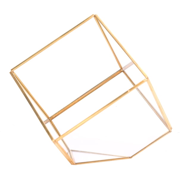 Maceta De Cristal Para Maceta De Helecho De Cactus, Contenedor De Planta De Forma Geométrica Dorada, Para Jardín Para Balcón