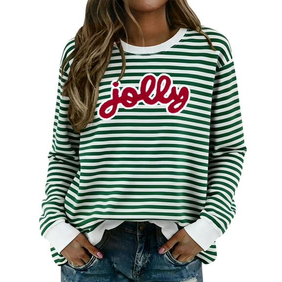 Luwomo Leisure Sweatshirts Womens Winter Long Sleeve Crewneck Letter Print Loose Fit Pullover Tops,Green,L