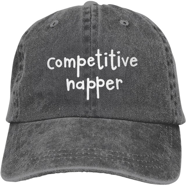 Competitive Napper Funny Hat Adjustable Denim Baseball Cap Black Dad Hat Men Women