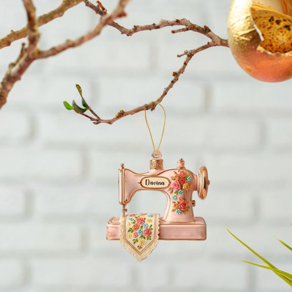 YYKihy Personalized Sewing Machine Christmas Ornament 2025 Custom Name Christmas Tree Hanging Decor Flat 2D Ornament Acrylic For Sewing Lovers Women