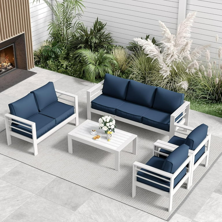 Elposun Aluminum Patio Furniture Set Metal Patio Furniture Outdoor Couch Aluminum Patio Chairs