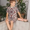 thumbnail image 4 of Fotbe Fashion Tatreez2 Pijama Estampada de 2 Piezas para Niños – Ropa de Dormir de Manga Corta Cómoda para Niños y Niñas, Camiseta y Shorts de Algodón-Medium, 4 of 6