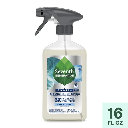 Seventh Generation Foaming Dish Soap Spray, Free & Clear, 16 fl oz