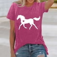 thumbnail image 2 of JIRNDf T-Shirt pour Femmes Hauts Tendance Mode Été Imprimé Ample Col Rond Manches Courtes Mignon T-Shirts Graphiques pour Femmes Chemises Rose Vif TTG, 2 of 4