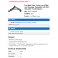 thumbnail image 2 of Front Right Lower Control Arm and Ball Joint Assembly - Compatible with 2003 - 2006, 2008 Porsche Cayenne 2004 2005, 2 of 2