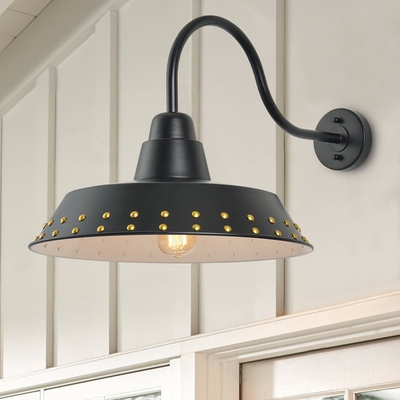Aiwen Modern Black Farmhouse Wall Light, Dome Shape Industrial Wall Sconce for Kitchen Hallway Staircase