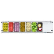 KoolMore 71 in. Eight Pan Refrigerated Countertop Condiment Prep Station with Sneeze Guard.