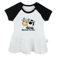 thumbnail image 1 of Holy Cow I'm Cute Funny Dresses For Baby, Newborn Babies Animal Cow Pattern Skirts, Infant Princess Dress, 0-24M Kids Graphic Clothes (Black Raglan Dresses, 6-12 Months), 1 of 4