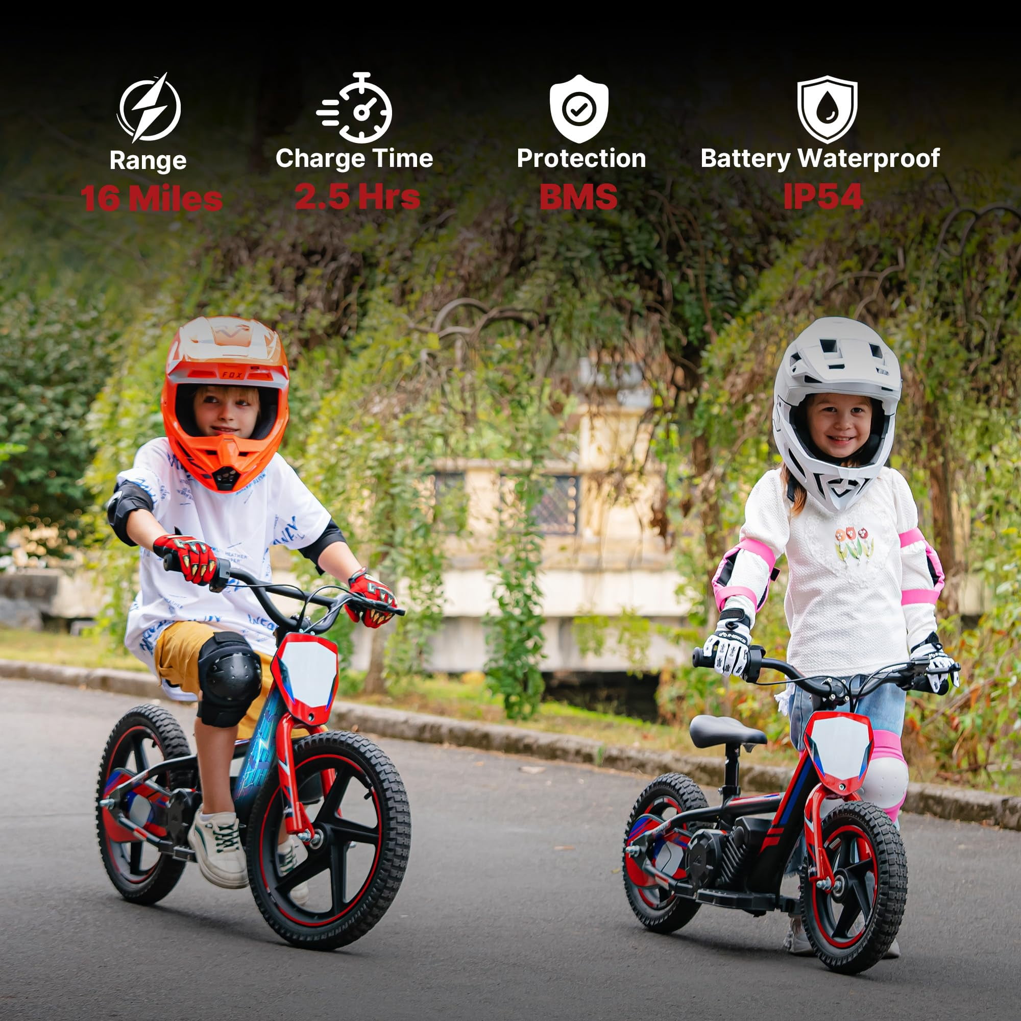 RFN Kids 24V Electric Balance Bike – 170W Motor, 2-Speed Mode, 12" Off Road Electric Dirt Bike, Safe Starter Ebike for Ages 3+