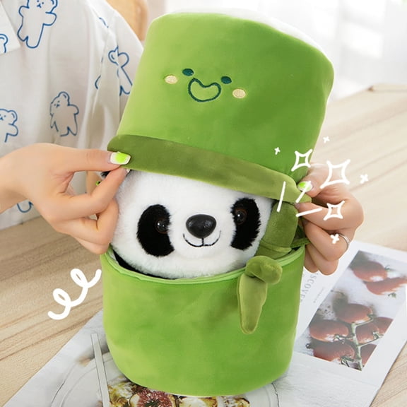 Panda Bear Plush Toy With Bamboo Stuffed Animal Doll Soft Cute For Kids Children Birthday