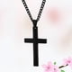 thumbnail image 5 of EeaseMX Collar con colgante de cruz de acero de titanio simple, regalo para mujer y hombre (negro, con cadena), 5 of 8