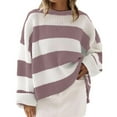 thumbnail image 2 of Sale Clearance Baberdicy Women's 2024 Autumn and Winter Round Neck Long Sleeve Striped Sweater Border European and American Clothing Bell Sleeve Loose Sweater Women, 2 of 7