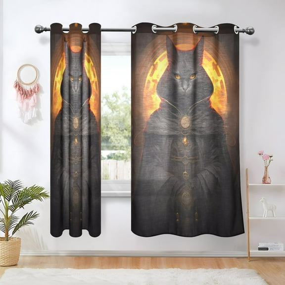 Cat Magician Black Blackout Curtains Thermal Insulation 63 inch Grommet for Bedroom Living Room Bathroom Kitchen Windows 2 Pack