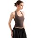 thumbnail image 2 of Camiseta sin mangas SUUKSESS para mujer, doble forro, sin espalda, color marrón XS, 2 of 7