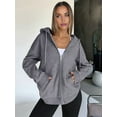 thumbnail image 4 of Womens Zip Up Hoodies Oversized Sweatshirts Fall School Fashion Outfits Casual Jackets Winter Clothes Dark Gray XXL, 4 of 7