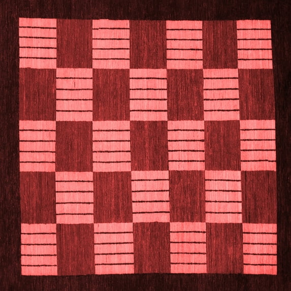Ahgly Company Indoor Square Checkered Red Modern Area Rugs, 5' Square