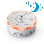 Wamsutta Dream Zone White Noise Sound Machine, Relaxing Sleep Therapy for Home, Office, Baby & Study, 6 Unique Music Settings, Timer, USB Charging Ports & Flickering Night Light (White/Silver)