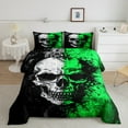 thumbnail image 2 of Erosebridal Gothic Skull Bedding Twin Comforter Set,Black Green Down Comforter,Happy Halloween Bedding Sets Twin with Comforter,Ultra Soft Abstract Bedroom Decorative,Reversible,2-Piece, 2 of 8