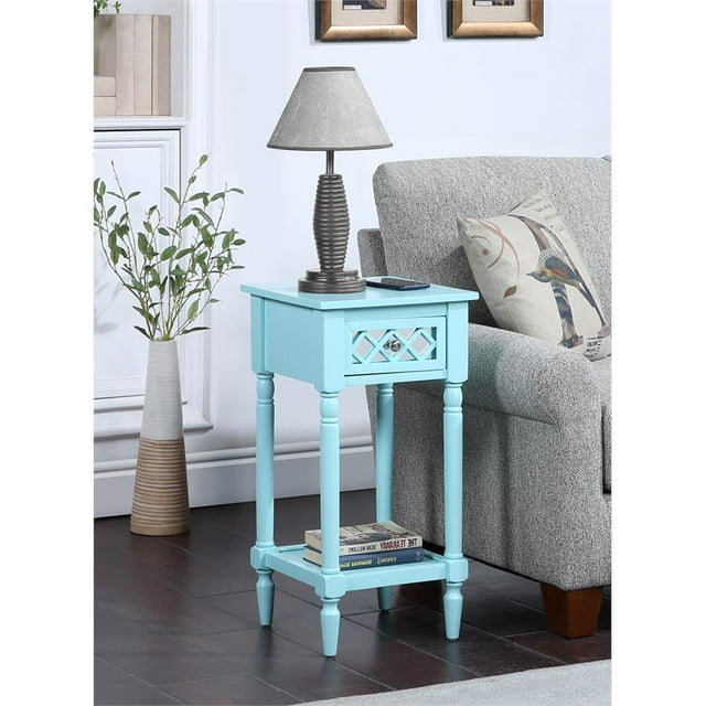 Table d'Appoint Deluxe à un Tiroir avec Étagère en Bois Bleu