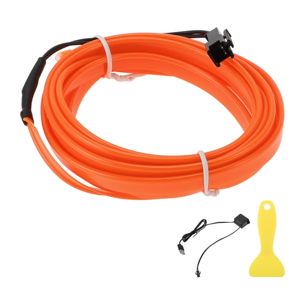 Cuerda de luz LED EL de 2m Unique Bargains, tira de luz de neón flexible para iluminación interior de automóviles, decoración para automóviles USB (5V) Naranja