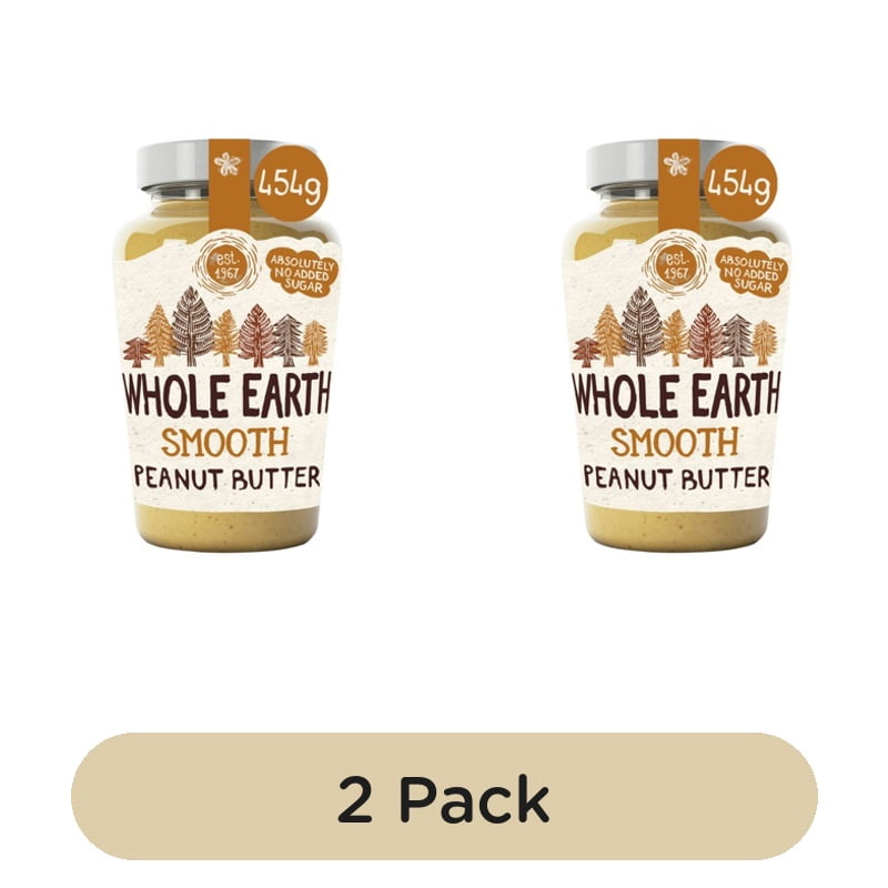 Whole Earth Smooth Peanut Butter 454g, British Import (Pack of 2)