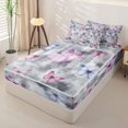 thumbnail image 2 of Erosebridal Gray Butterfly Print Zipper Twin Comforter Sets with Fitted Sheet and 2 Pillowcases,Pink Blue Insect Wash Zipper Bedding Set For Girls,Light Gray Reversible,4-Piece, 2 of 7