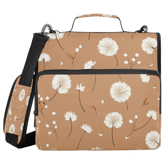 Water-Resistant 3-Ring Binder Organizer with Multiple Pockets Zipper Binder Bag for Office Adorabledandelion Pattern