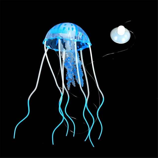 Fiudx Adorno de Medusa Artificial, Decoración Fluorescente Brillante, Diseño Flotante Realista, Movimiento Flexible con La Corriente de Agua, Mejora El Acuario, Fácil Instalación, Tamaño 5 X 15 Cm
