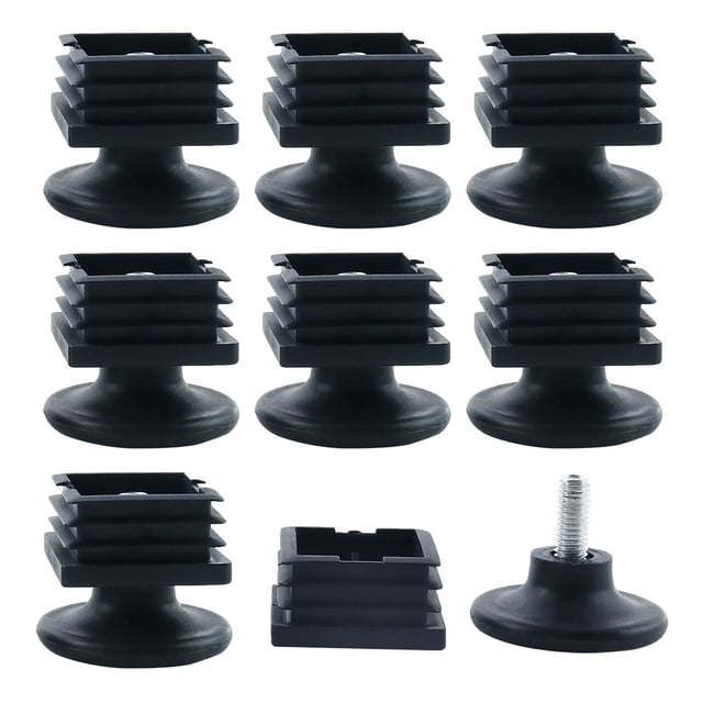 Uxcell Pies de nivelación ajustables 38 x 38 mm Inserciones cuadradas deslizantes para muebles 8 juegos