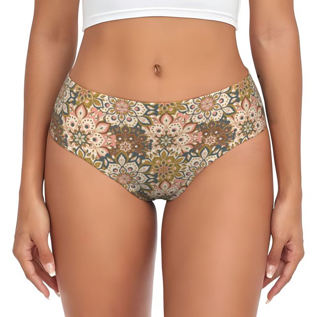 Fotbe Mandala Calzones Estampados para Mujer – Ropa Interior de Algodón, Cómoda, Suave y Elástica-3X-Large