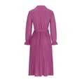 thumbnail image 4 of IROINNID Deals Semi Formal Dress for Women Long Sleeve A-Line Dress V-neck Bandage High Waist Shirt Dress,Hot Pink, 4 of 9