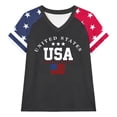 thumbnail image 4 of 4th of July Patriotic V Neck Shirt for Women Funny American Flag Graphic Tee Summer Short Sleeve T-Shirt Blouse, 4 of 4