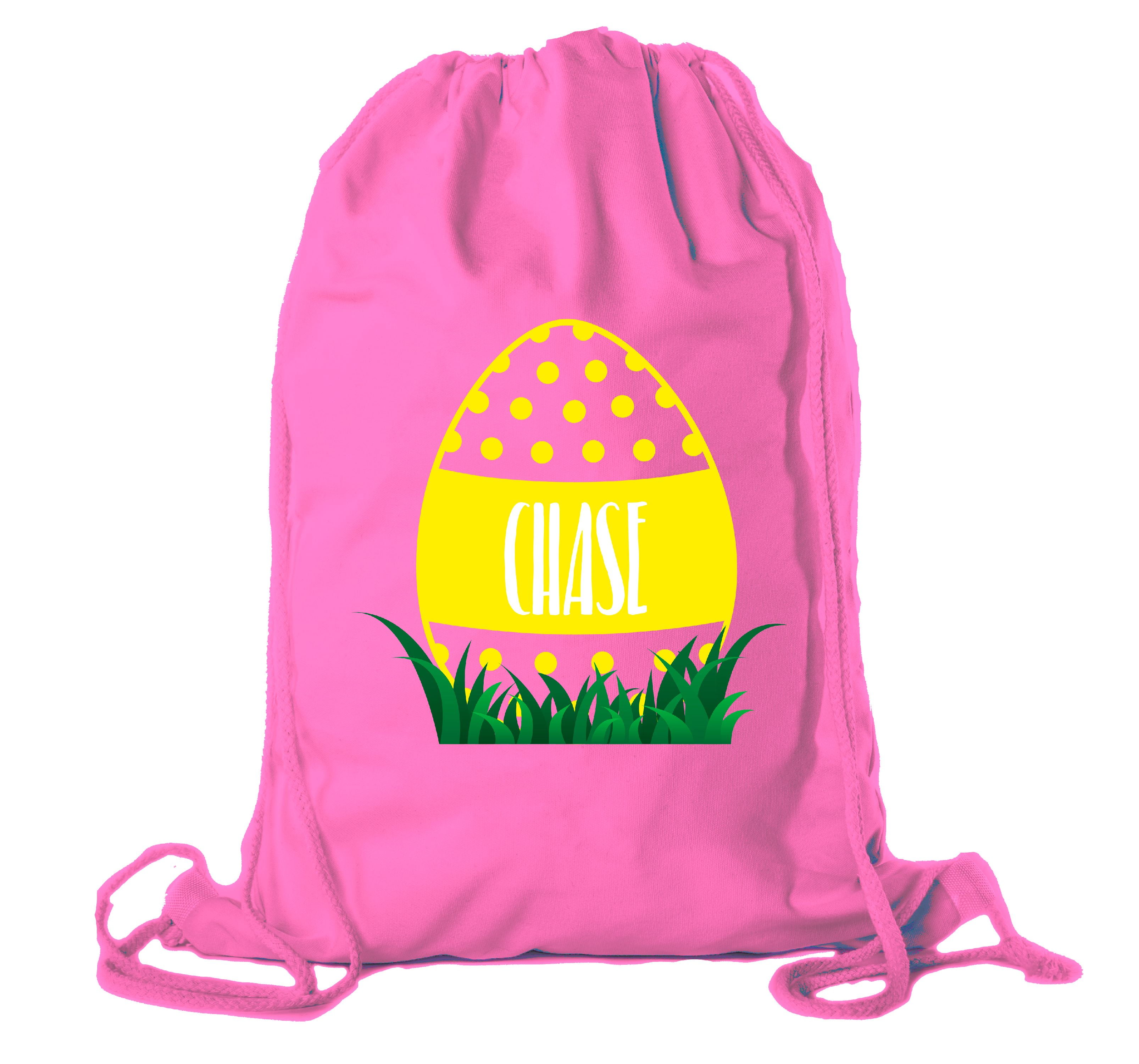 Personalized Easter Basket Bags, Cotton Drawstring Backpacks Custom Easter Bags Dots Egg