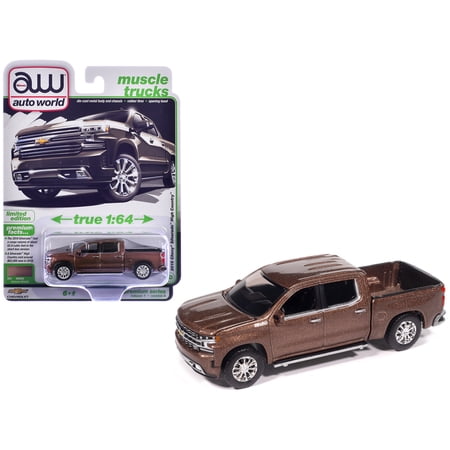 2019 Chevrolet Silverado High Country Pickup Truck Oakwood Brown Metallic "Muscle Trucks" 1/64 Diecast Model Car by Auto World