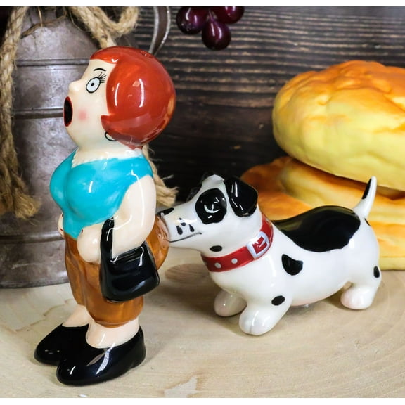 Ouch! Lady And The Tramp Dog Kissing Magnetic Ceramic Salt Pepper Shakers Set