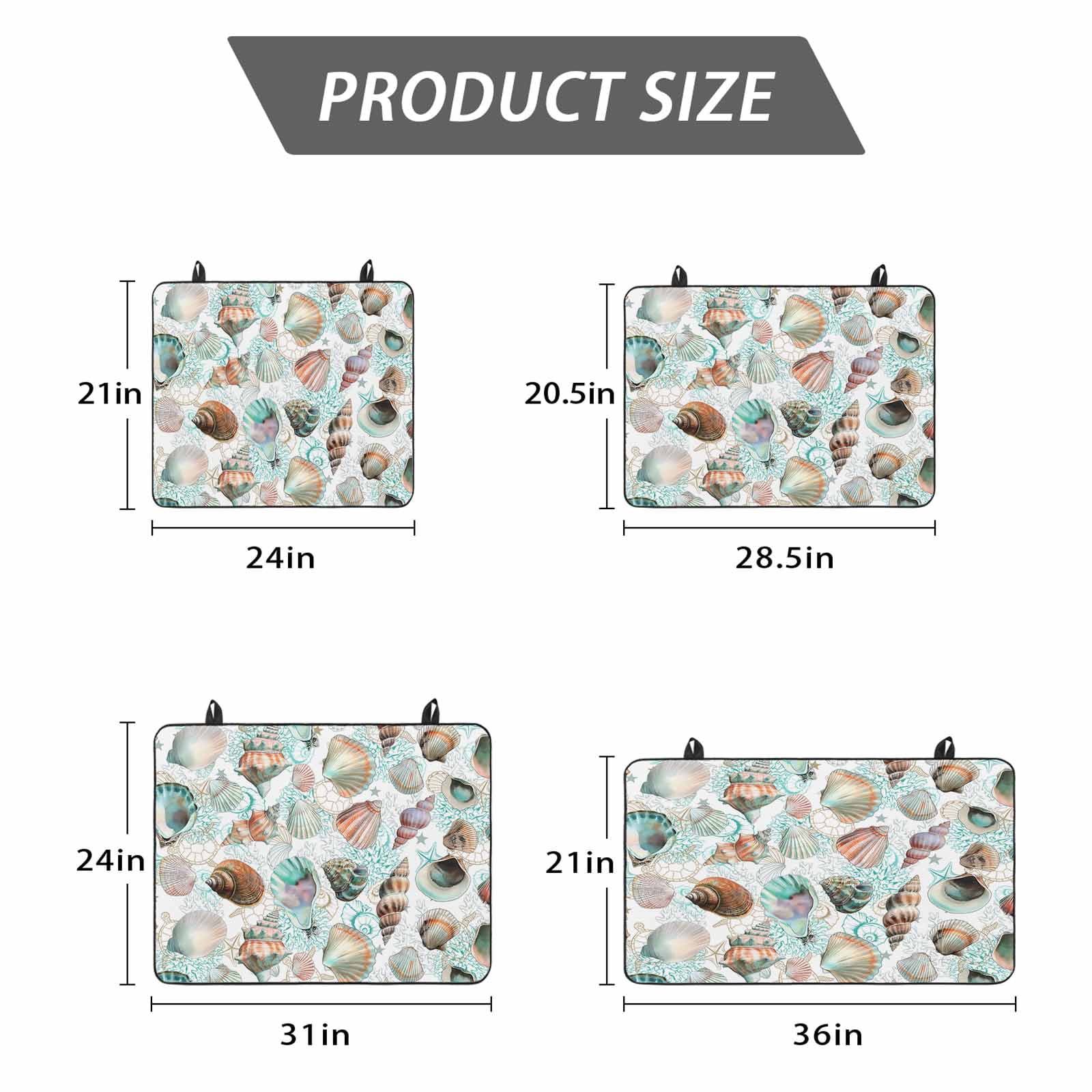 Teal Coastal Stove Top Cover for Electric Stove, Heat-proof & Non Slip Glass Top Stove Cover Protector, Summer Beach Conch Shell Nautical Ocean Kitchen Flat Cooktop Rubber Mat 24x21 Inches