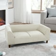 thumbnail image 3 of Hassch Upholstered Pet Sofa Bed for Medium & Large Dogs, Comfortable Pet Furniture with Soft Cushion, Backrest and Armrest, Short Legs Design, Beige Linen, 3 of 10