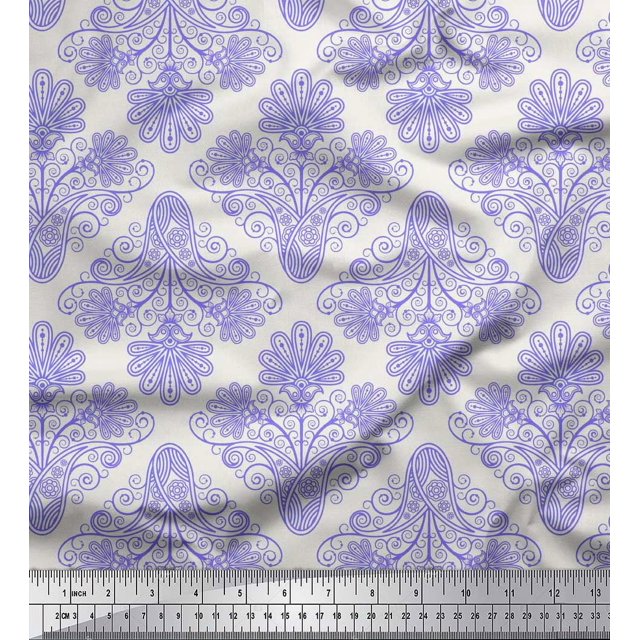 Soimoi Poly Georgette Fabric Swirls & Paisley Fabric Prints By Yard 52 Inch Wide
