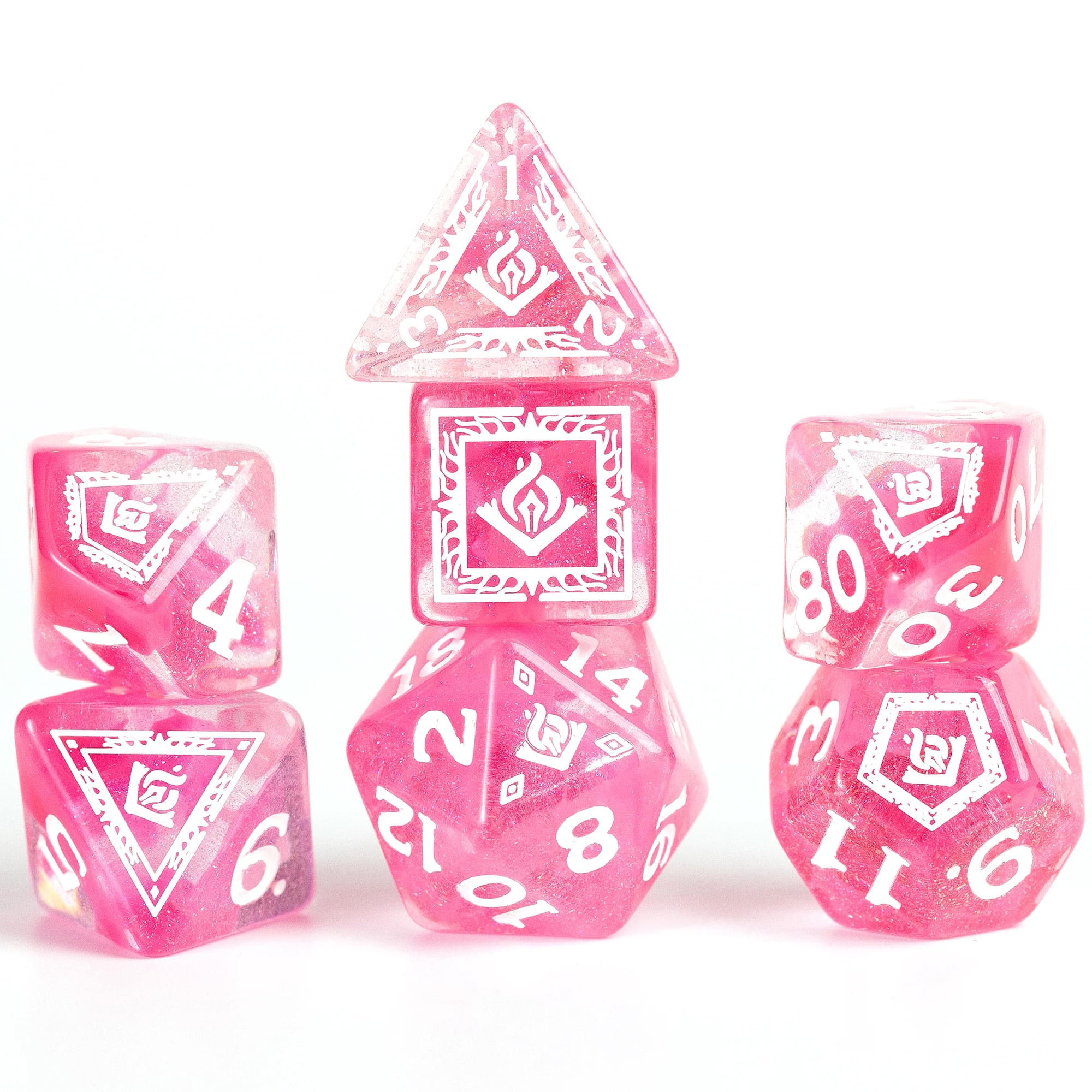 Dungeons & Dragons: D&D Adventure Dice: Wizard - Fuchsia - 16pc RPG Set, Class Symbols, Roleplaying Game Accessory, Sirius Dice, Officially Licensed