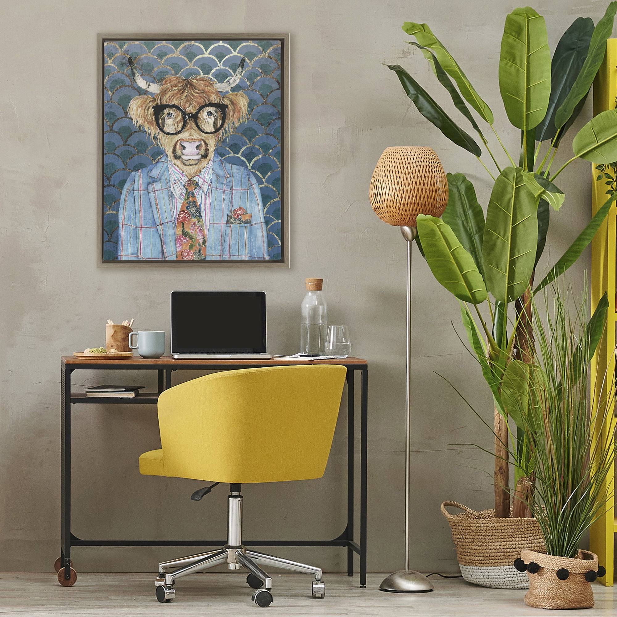 Stupell Industries Cool Highlander Portrait Brown Framed Floater Canvas Wall Art, design by Svetlana Aleynikova