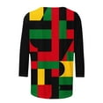 thumbnail image 5 of LYEAA Afrocentric Cultural Tops Women 3/4 Sleeve Round Neck Blouse Soft Cotton Loose Fit Black History Month Commemorative Casual Shirt Multicolor M, 5 of 5