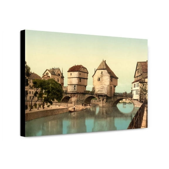 Canvas Print: Bridge Houses, Kreuznach (I.E., Bad Kreuznach), Nahethal, Rhenish