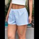 thumbnail image 5 of Pantalones Cortos Tipo Bóxer de Verano con Cintura Elástica, Cordón Ajustable y Estampado de Rayas para Mujer. Azul XL, 5 of 8